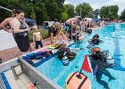 Freibadfest  Castrop-Rauxel. TC Tümmler auf dem Freibadfest.   18.06.2023  Foto: Martin Goldhahn : Sport, Vereine, Tauchen, Wassersport, Freizeit Sommer